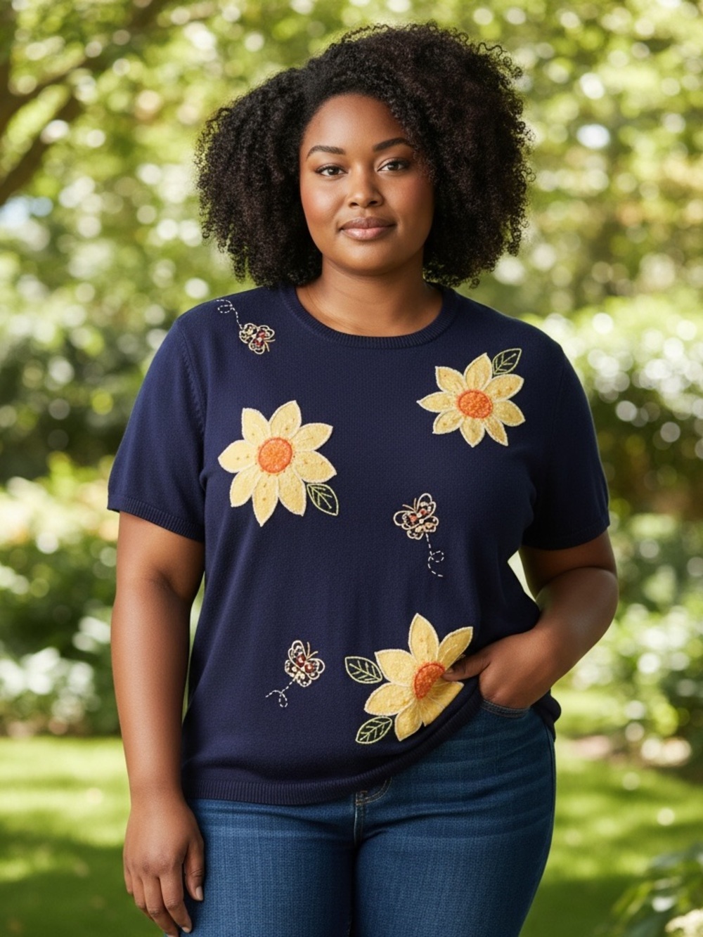 alfred dunner: Vintage Grandmacore Butterfly Shirt